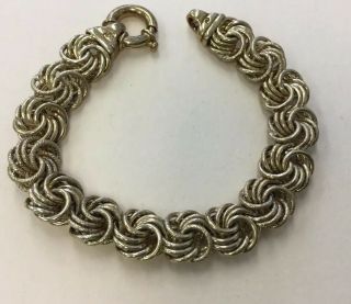 Vintage Gold Over Sterling Silver 925 Italian Chunky & Unique Bracelet 8 " Cp12