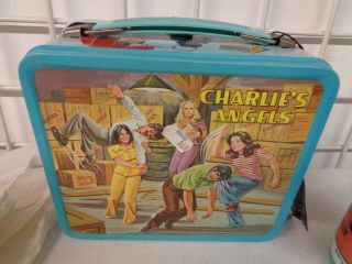 VINTAGE 1978 ALADDIN CHARLIES ANGELS METAL LUNCHBOX COMPLETE THERMOS TAG 3