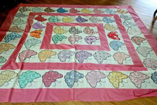 Vintage Applique Butterfly Quilt Top Hand Work