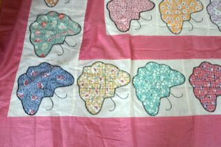 Vintage Applique Butterfly Quilt Top Hand Work 3