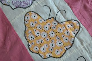 Vintage Applique Butterfly Quilt Top Hand Work 6