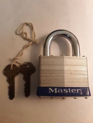 Vintage Master Lock No.  19 High Security Hardened Padlock & Keys