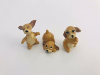 THREE VINTAGE 1950 ' S MINIATURE HAGEN RENAKER DISNEY LADY AND THE TRAMP PUPPIES 2