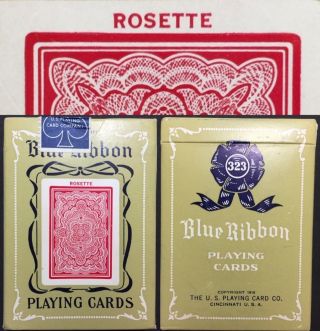 C1967 Blue Ribbon Linen Red Poker American Playing Cards Vintage Deck