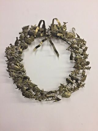 Vintage Dresden Petite Choses Brass All Holidays 16 " Wreath
