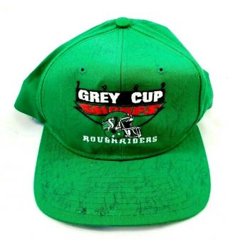 1989 Vtg Saskatchewan Roughriders Autographed Snapback Hat Grey Cup Champs Cfl