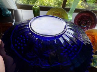 RARE NORTHWOOD CARNIVAL GLASS ELECTRIC BLUE GRAPE CABLE STIPPLED VARIANT PLATE 3