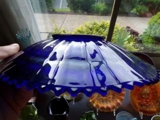 RARE NORTHWOOD CARNIVAL GLASS ELECTRIC BLUE GRAPE CABLE STIPPLED VARIANT PLATE 5