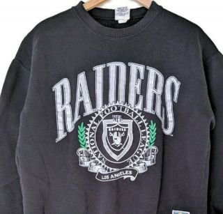 Vintage 90s Los Angeles Raiders La Black Silver Nutmeg Crewneck Sweatshirt Nfl L