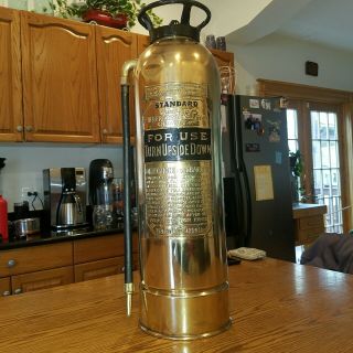 Antique Vintage Standard Miller Mfg Co Brass Fire Extinguisher - Polished Restored