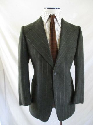 Pierre Cardin Vintage Made France Brown Pinstripe Wide Lapel Blazer Jacket 38