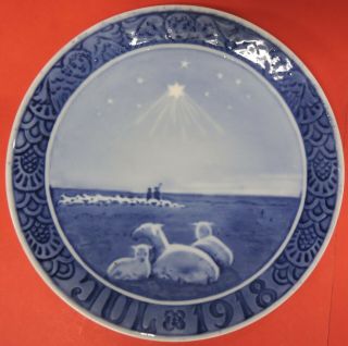 Antique Vtg 1918 Royal Copenhagen Christmas Jul Plate - Shepherd/sheep - 7 "