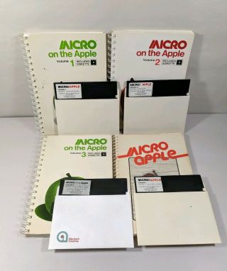 Vintage Book Apple Ii Micro On The Apple Volume 1 2 & 3 With Software Disks