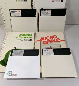 Vintage Book Apple II Micro On The Apple Volume 1 2 & 3 With Software Disks 2