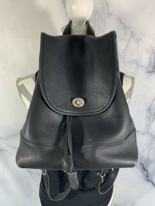 Rare Vintage 90s Coach 9791 Classic Black Leather Backpack Daypack Vtg