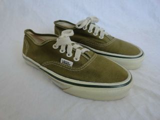 Vintage Olive Green Vans Deck Shoes Made In Usa Early 80 