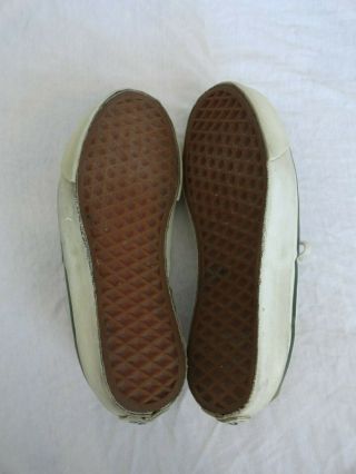 VINTAGE OLIVE GREEN VANS DECK SHOES MADE IN USA EARLY 80 ' S W/ RUBBER INSOLES 7