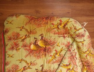 Vintage Coleman Flannel Sleeping Bag Green Tent Ducks Camping Blanket Cover 2