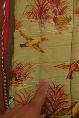 Vintage Coleman Flannel Sleeping Bag Green Tent Ducks Camping Blanket Cover 4