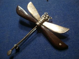 Ultra Rare Hb Dragonfly Old Pawn Sterling Silver Brooch