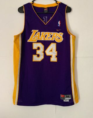 L.  A.  Lakers Jersey Vtg Shaquille O’neal Size Medium Adult Nike Swingman Jersey
