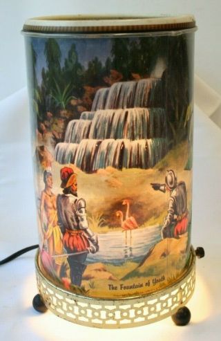 Vintage Econolite Motion Lamp Fountain Of Youth Waterfall Flamingo Indians