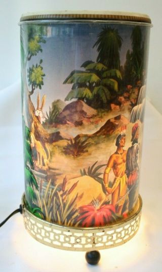 Vintage Econolite Motion Lamp Fountain of Youth Waterfall Flamingo Indians 2