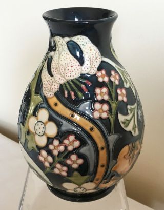 Vintage Moorcroft Pottery Tube Lined Flowers Vase Wm Initials