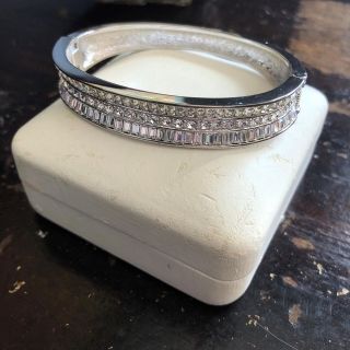 Nolan Miller Rhinestone Bracelet Signed Jewelry Silver Tone Vtg Clear Cuff