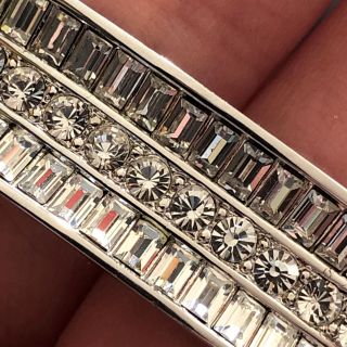Nolan Miller RHINESTONE BRACELET signed jewelry silver tone vtg clear cuff 2