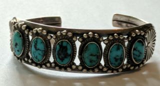 Vintage Navajo Sterling Turquoise Cuff Bracelet