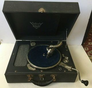 Old Vintage Rca Victor Victrola Phonograph Portable Suitcase Disc Record Player