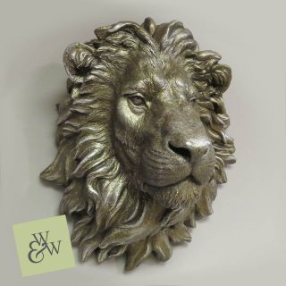 Large Lion Head Wall Mounted Bust Antique Bronzed Art Sculpture Feature Display