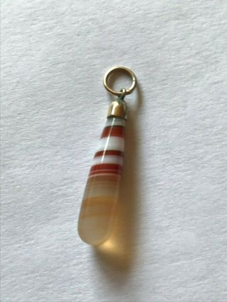 Authentic Victorian 9 Carat Gold Mounted Banded Agate Drop Pendant Yl48 - 4