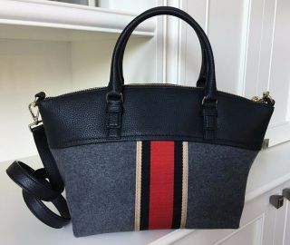 NWT Kate Spade Small Dixon Jackson Street Leather/fabric Charcoal Handbag RARE 2