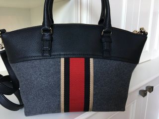 NWT Kate Spade Small Dixon Jackson Street Leather/fabric Charcoal Handbag RARE 4