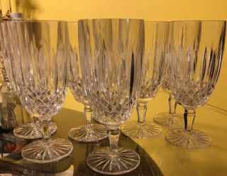 VINTAGE Possibly Waterford? Crystal LISMORE Set of 8 Water Goblets 7.  25” 5