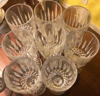 VINTAGE Possibly Waterford? Crystal LISMORE Set of 8 Water Goblets 7.  25” 6