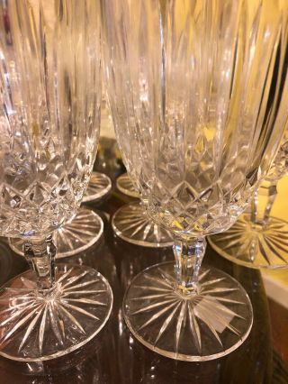 VINTAGE Possibly Waterford? Crystal LISMORE Set of 8 Water Goblets 7.  25” 7