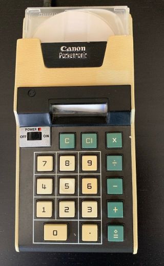 Canon Pocketronic - Calculator Vintage Japan Rare W/ Charger Print Tape