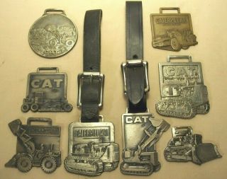 Vintage Caterpillar Heavy Equipment Companies 8 Advertising Pocket Watch Fobs