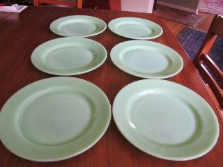 Vintage Fire King Set Of 6 Restaurant Ware Jadite Jadeite 9” Dinner Plates H26