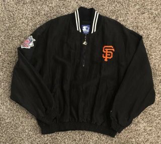Vtg San Francisco Giants Starter Pullover Half Zip Windbreaker Jacket Men’s Xl