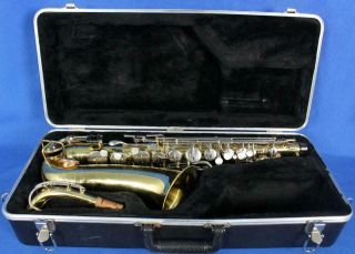 Vintage Buescher Aristocrat Alto Saxophone Sax Woodwind Instrument W/ Case
