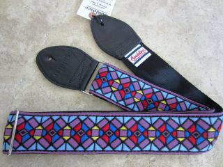 Souldier Guitar Strap Stained Glass Purple Blk Vintage Style Woven Jimi Hendrix