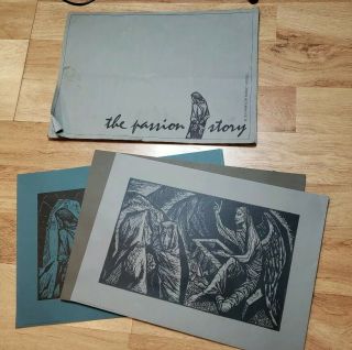 The Passion Story Portfolio Of Block Prints Robert Hodgell Jesus Vintage