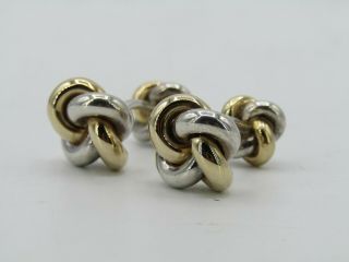 Vintage Sterling Silver & 14k Yellow Gold Love Knot Cufflinks
