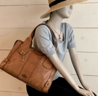 Fossil Vintage Reissue Tan Leather Satchel Shoulder Bag