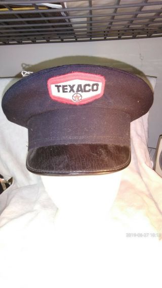 Vintage Texaco Oil Service Gas Station Attendant Cap Hat Patch Uniform Sign