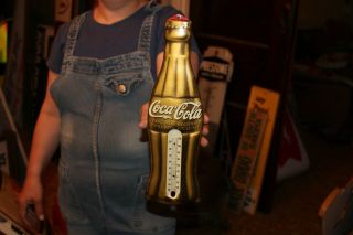 Rare Vintage 1930s Coca Cola Soda Pop 1923 Christmas Bottle 13 " Thermometer Sign